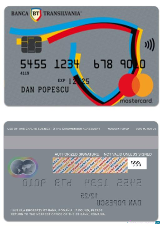 Download Romania BT Bank Mondo mastercard Photoshop template